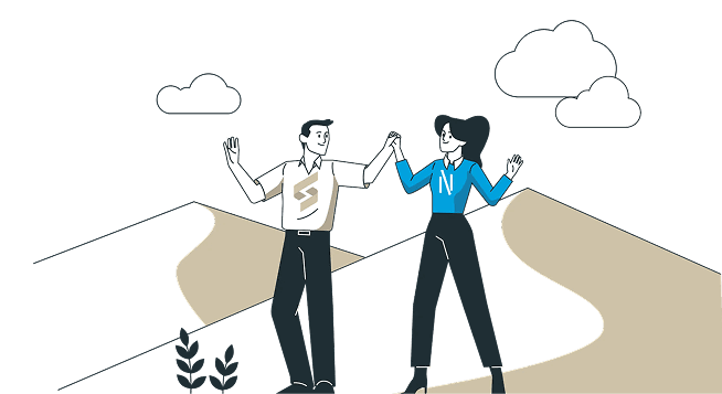 Two people meeting on a path, representing the FlorenceNext and Sirocco partnership